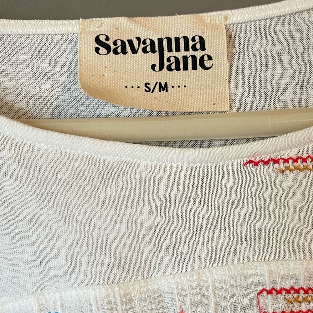 SAVANNA JANE EMBROIDERED PONCHO BLOUSE KIMONO LOOSE FIT SIZE S/M - Picture 5 of 5